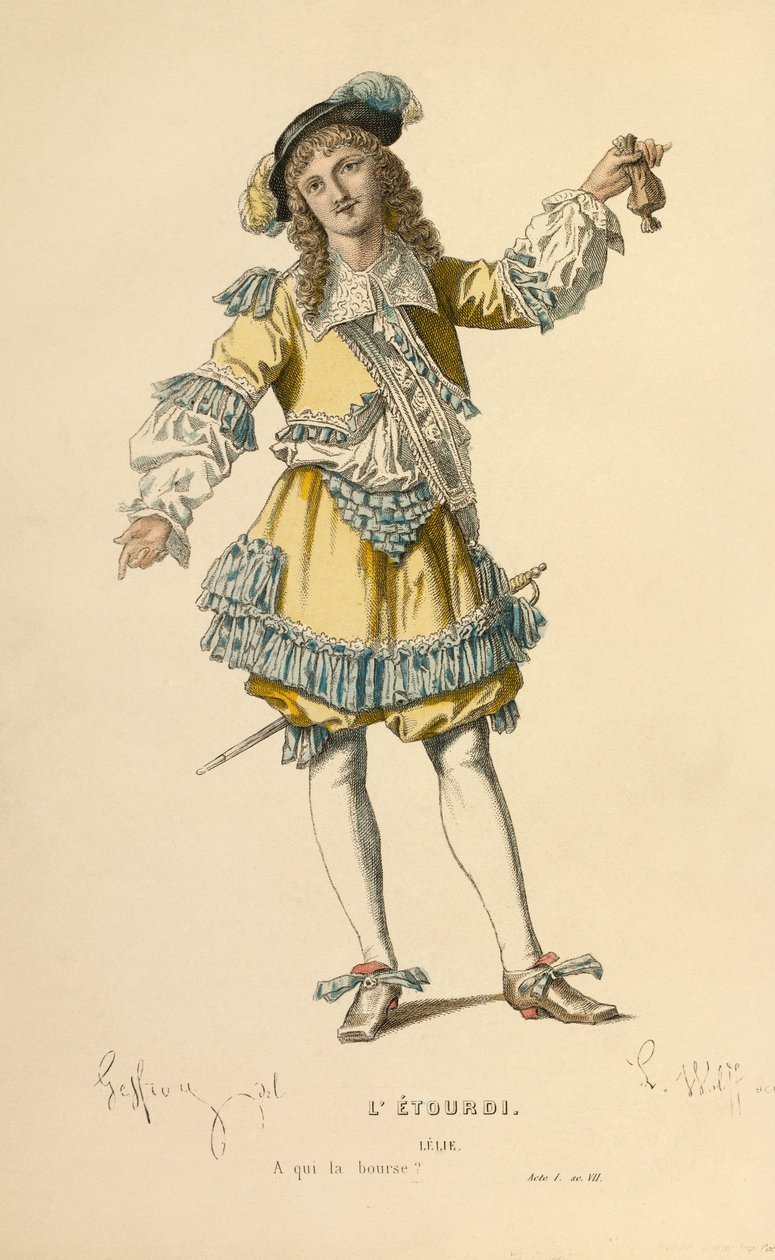Kostüm für die Rolle des Lelie (Gravur) von Edmond Aime Florentin Geffroy