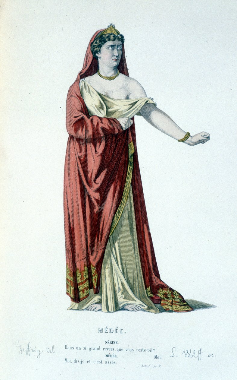 Der Charakter von Medea in der Tragödie Medea - Vollständiges Theater: (Sammlung von Stücken von Corneille) Zeichnung von Geffroy, Gravur von L. Wolff - Hrsg. Laplace, Sanchez et Cie, Paris 1884 von Edmond Aime Florentin Geffroy