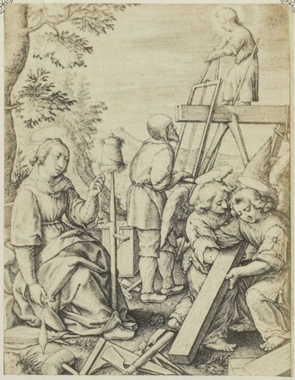 Fotoreproduktion der Gravur Les scieurs de long von Edmond Fierlants