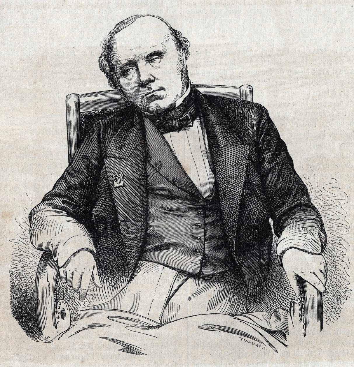 Porträt von Augustin Thierry (1795-1856), französischer Historiker. Gravur von Chevignard in „Le Magasin Pittoresque“ von Edmond Lechevallier Chevignard