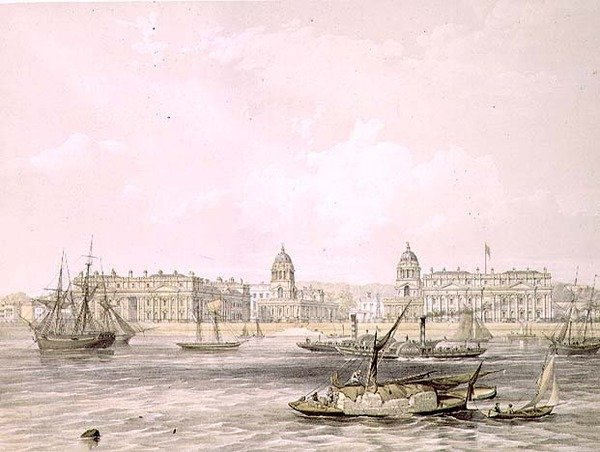 Greenwich Hospital, graviert von Thomas Picken (fl.1838-1870), veröffentlicht 1852 von Lloyd Bros. & Co. (Lithografie) von Edmund (after) Walker