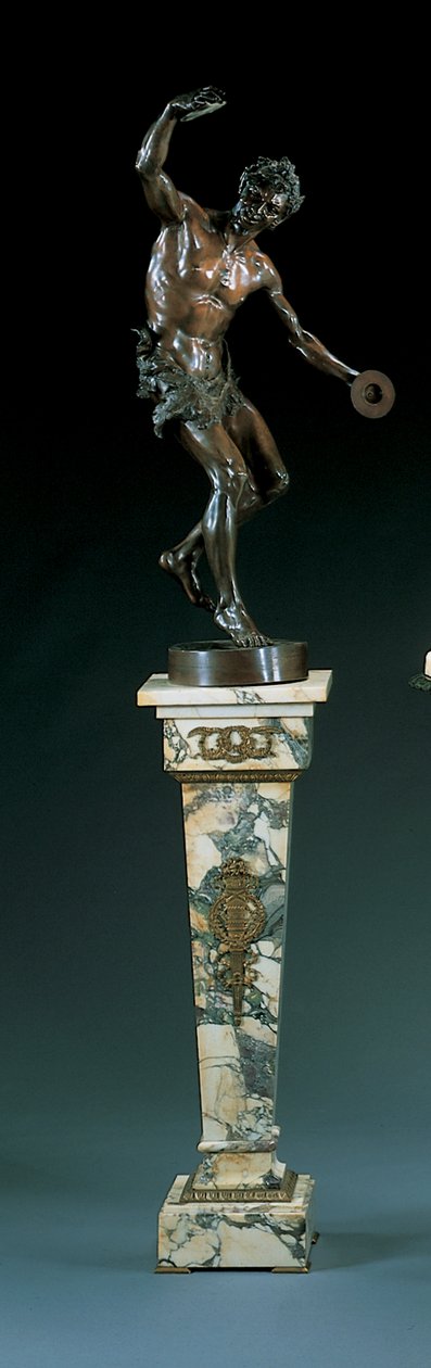 Nach einem Modell von Goldscheider, modelliert als tanzender Satyr, der Zimbeln spielt von Edmund Klotz