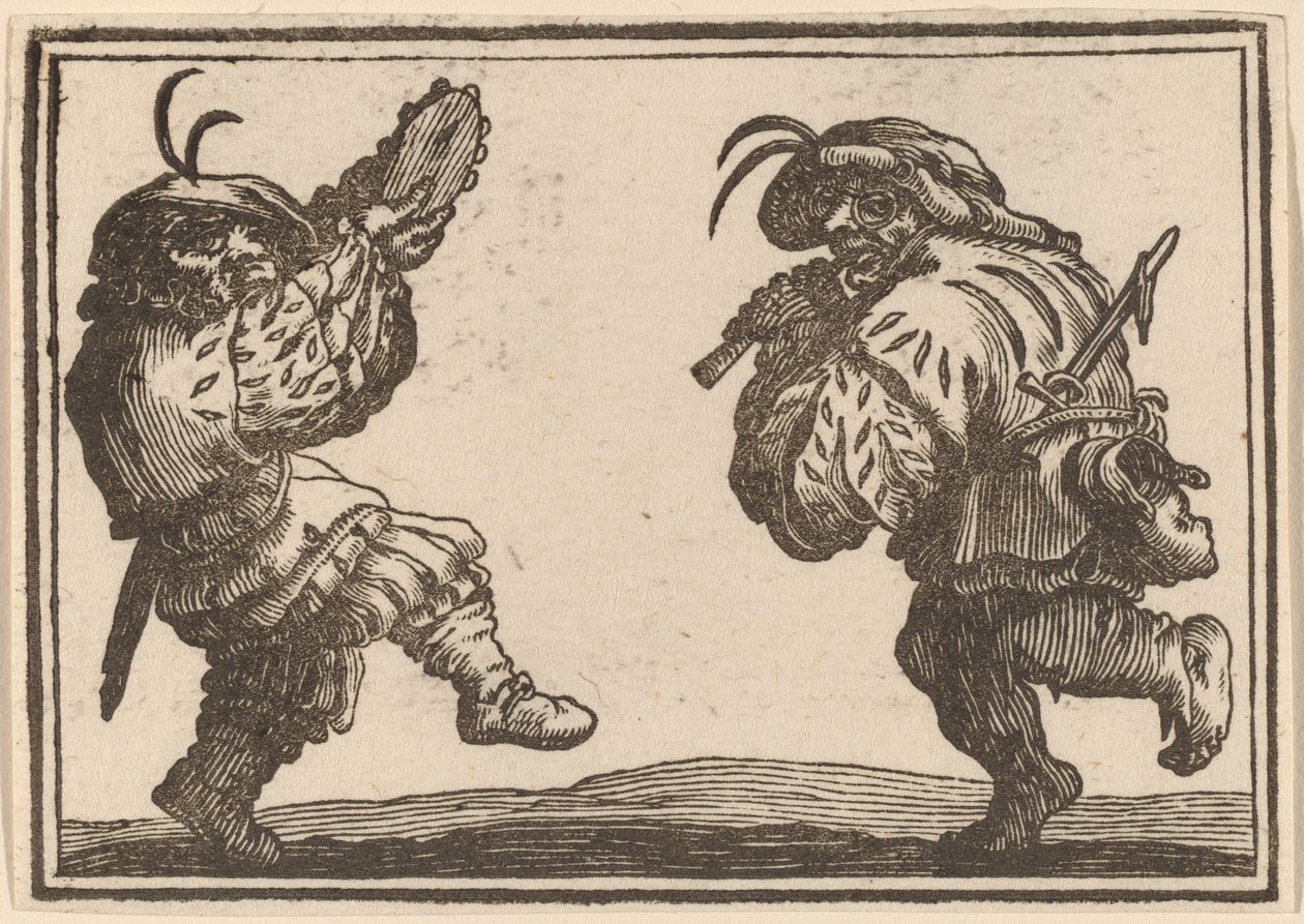 Tänzer mit Flöte und Tamburin von Edouard Eckman after Jacques Callot