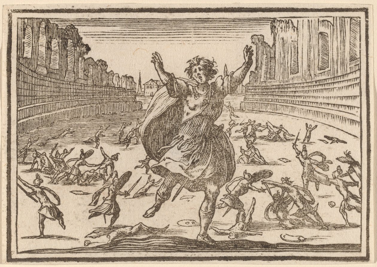 Scharmützel in einem römischen Zirkus von Edouard Eckman after Jacques Callot