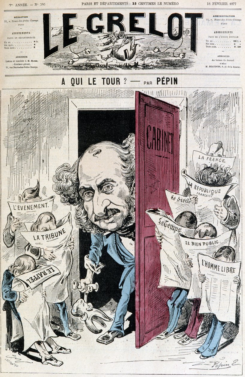 (Karikatur zur Zeitungszensur) - von Pépin, in Le Grelot vom 18.02.1877 von Edouard Guillaumin Pepin