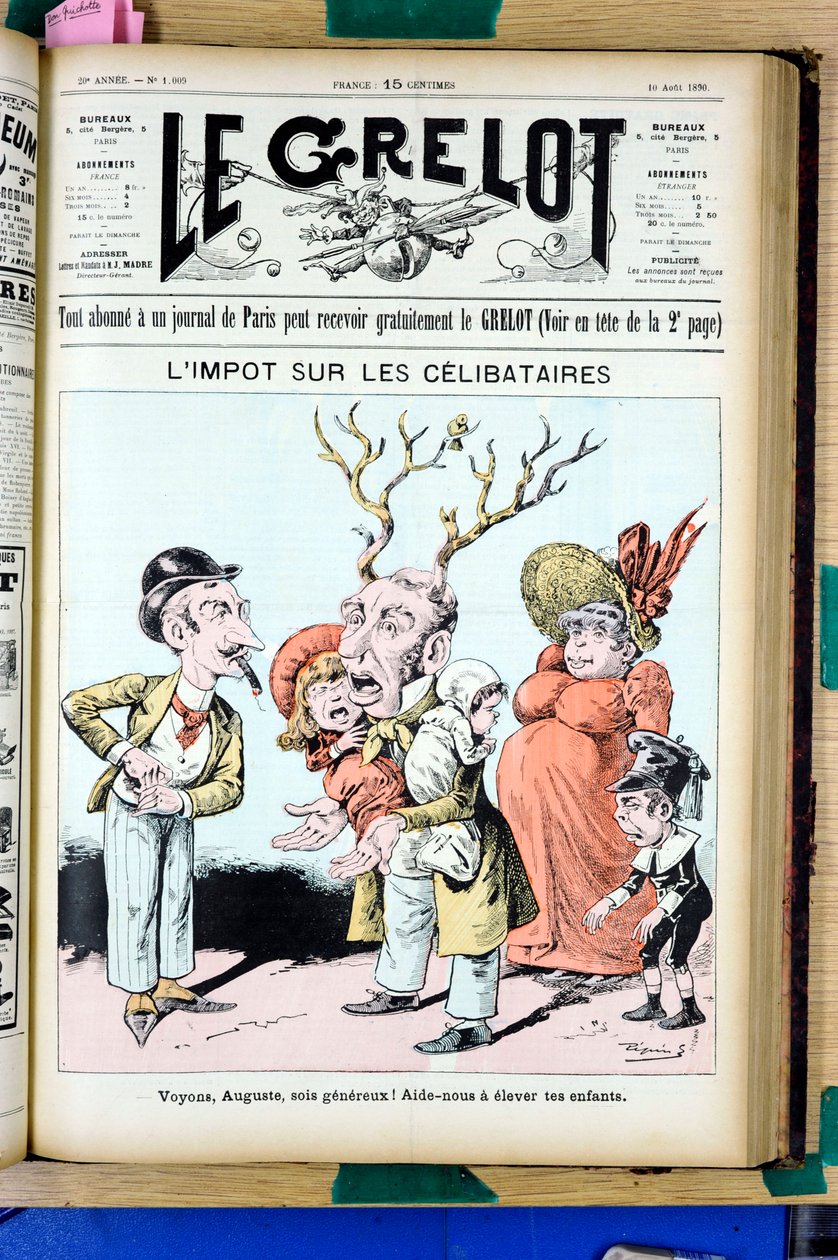 Titelblatt von „Le Grelot“, Nummer 1009, Satirisch in Farben von Edouard Guillaumin Pepin