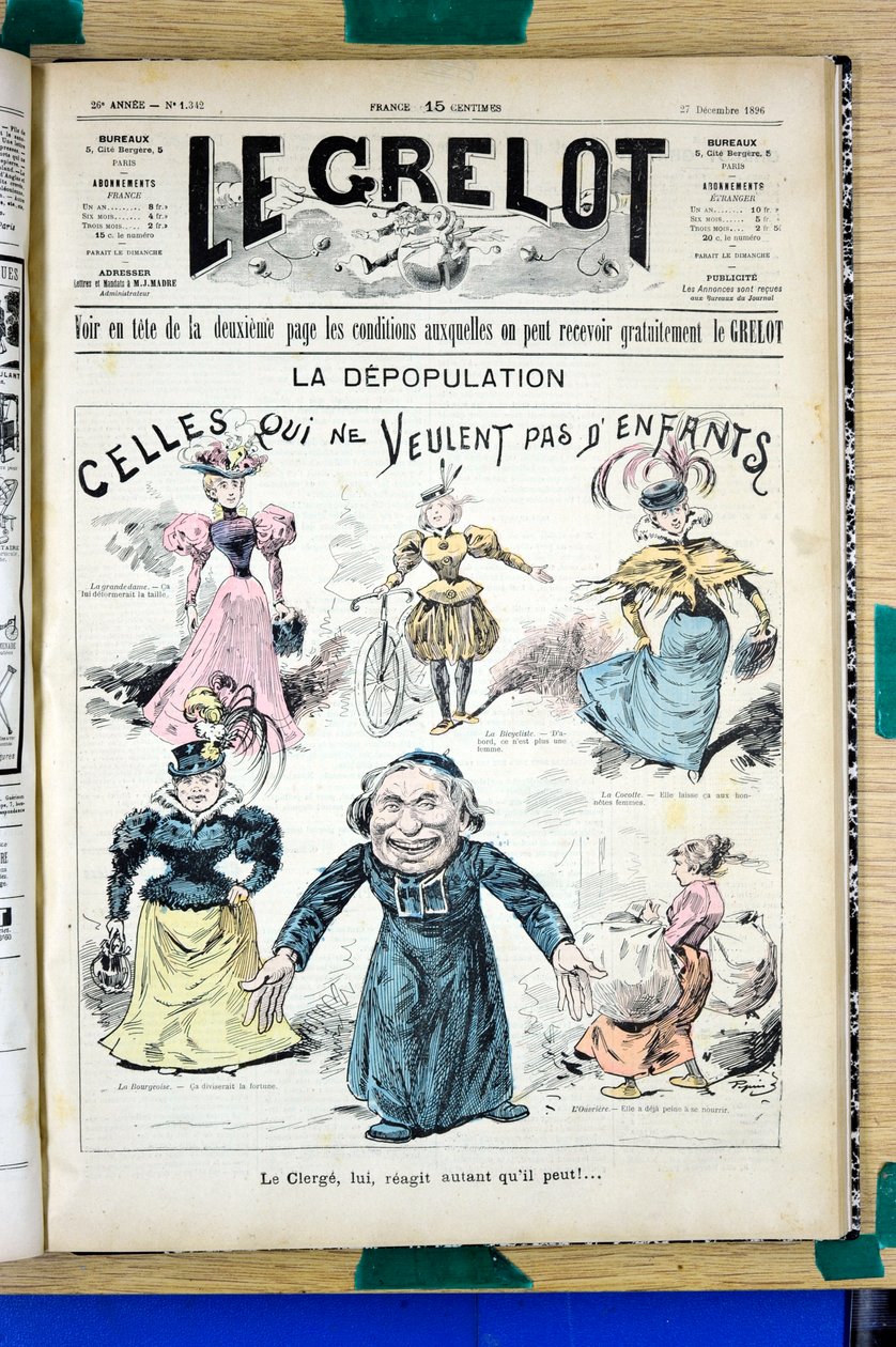 Titelblatt von „Le Grelot“, Nummer 1342, Satirisch in Farben von Edouard Guillaumin Pepin
