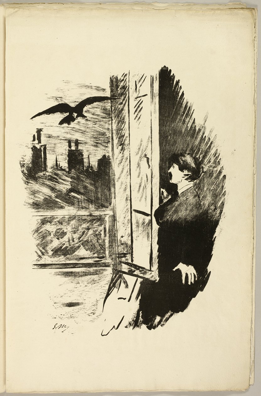 Am Fenster ("Hier öffnete ich den Fensterladen..."), aus Der Rabe (Le Corbeau) von Édouard Manet