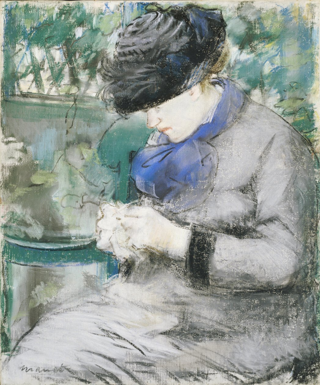 Mädchen im Garten sitzend, 1879 von Édouard Manet