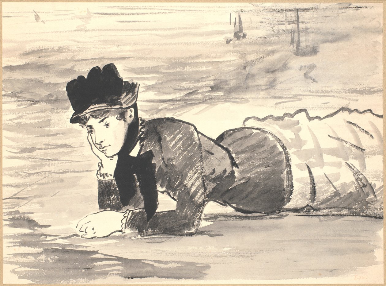 Frau, die am Strand liegt. Annabel Lee von Édouard Manet