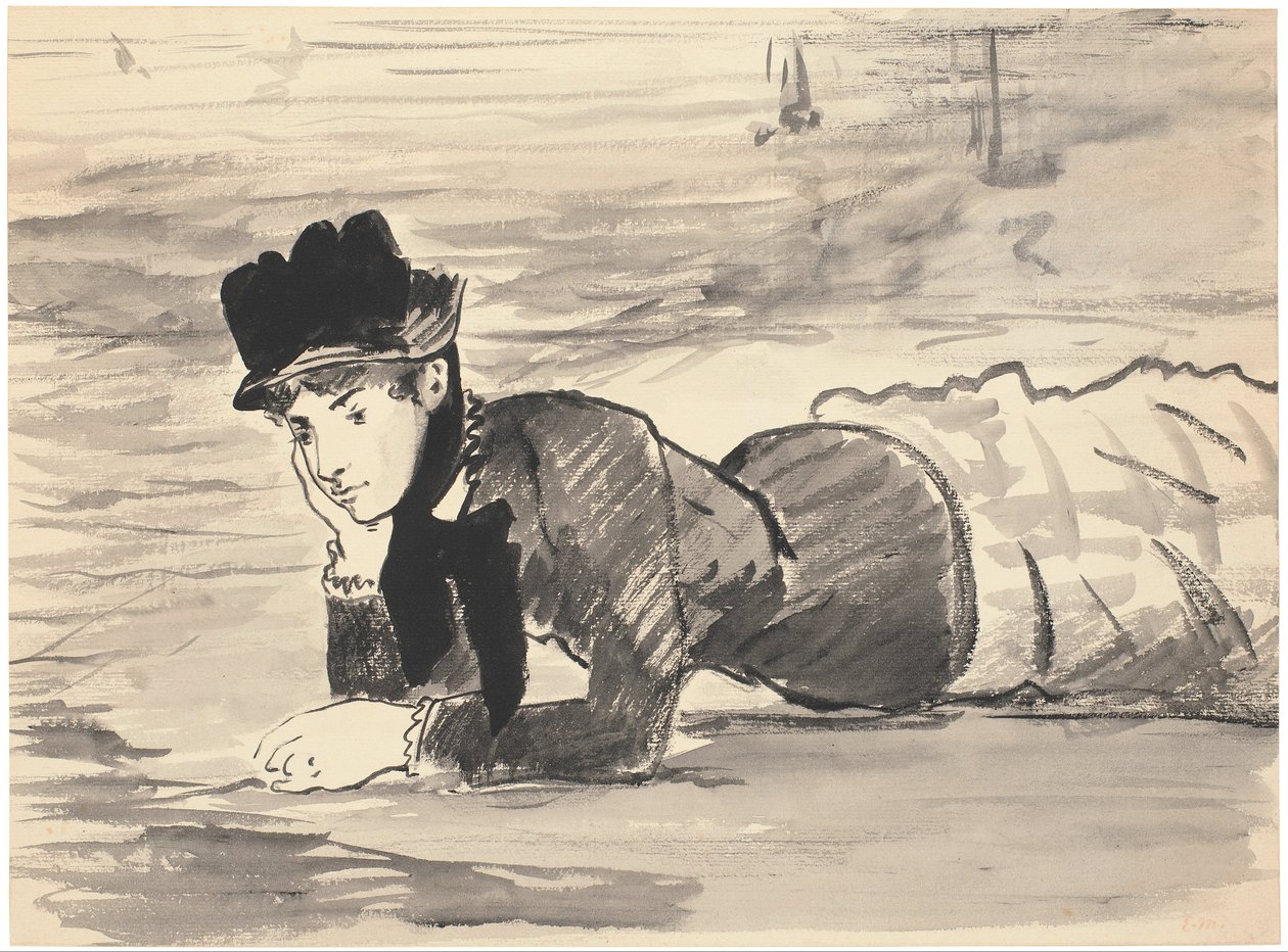 Frau, die am Strand liegt. Annabel Lee von Édouard Manet