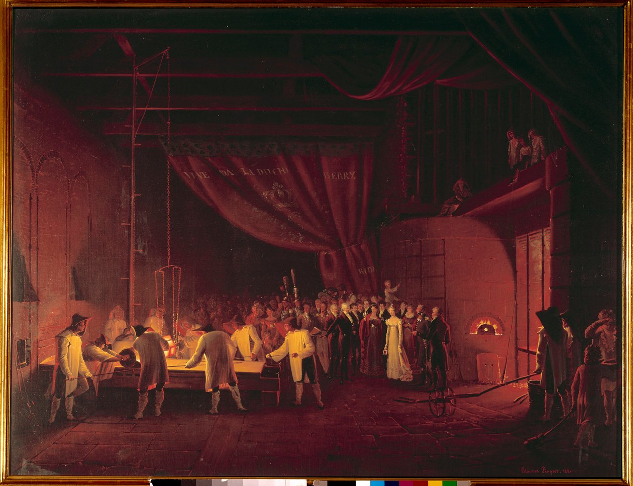 Marie Caroline de Bourbon Sizilien, Herzogin von Berry, besuchte 1822 die Fabriken von Saint Gobain von Edouard Pingret
