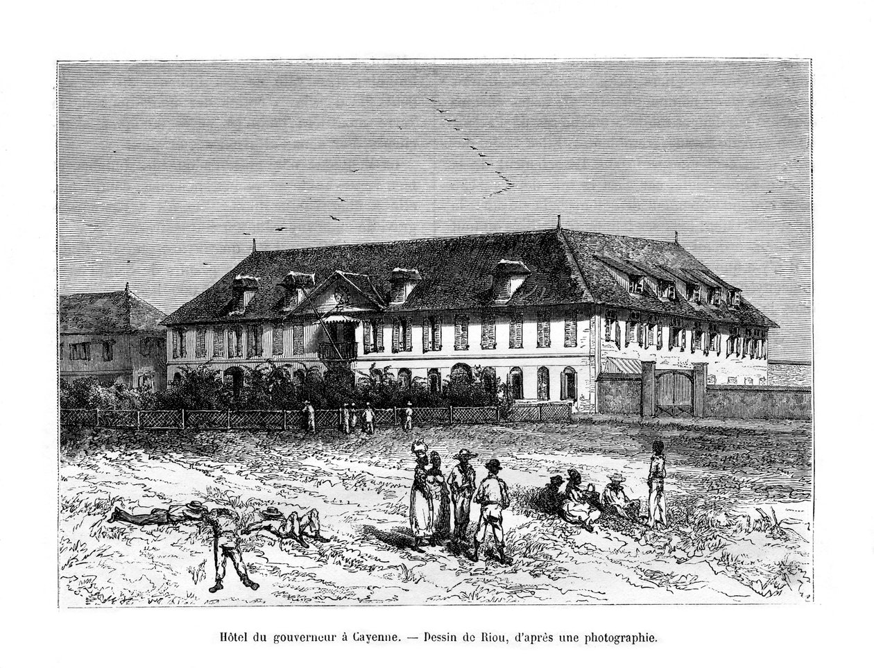 Das Gouverneurshaus, Cayenne, Französisch-Guayana, Südamerika, 19. Jahrhundert von Edouard Riou