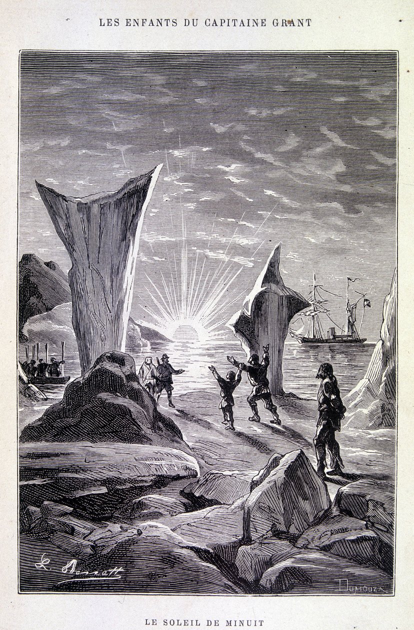 Die Mitternachtssonne in „Die Kinder des Kapitän Grant“ von Jules Verne von Edouard Riou
