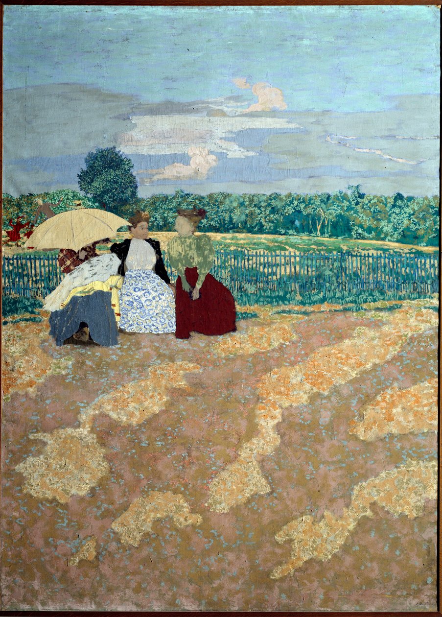 Die öffentlichen Gärten: Das Gespräch (in der Mitte) (Detail des Triptychons) von Edouard Vuillard