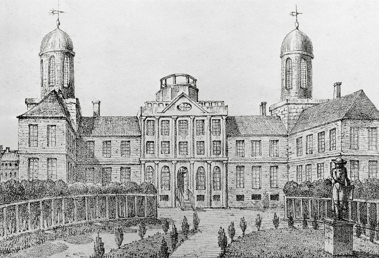 Krankenhaus in Philadelphia, USA, Lithographie von Edouard de Montulé (1792-1828) aus 