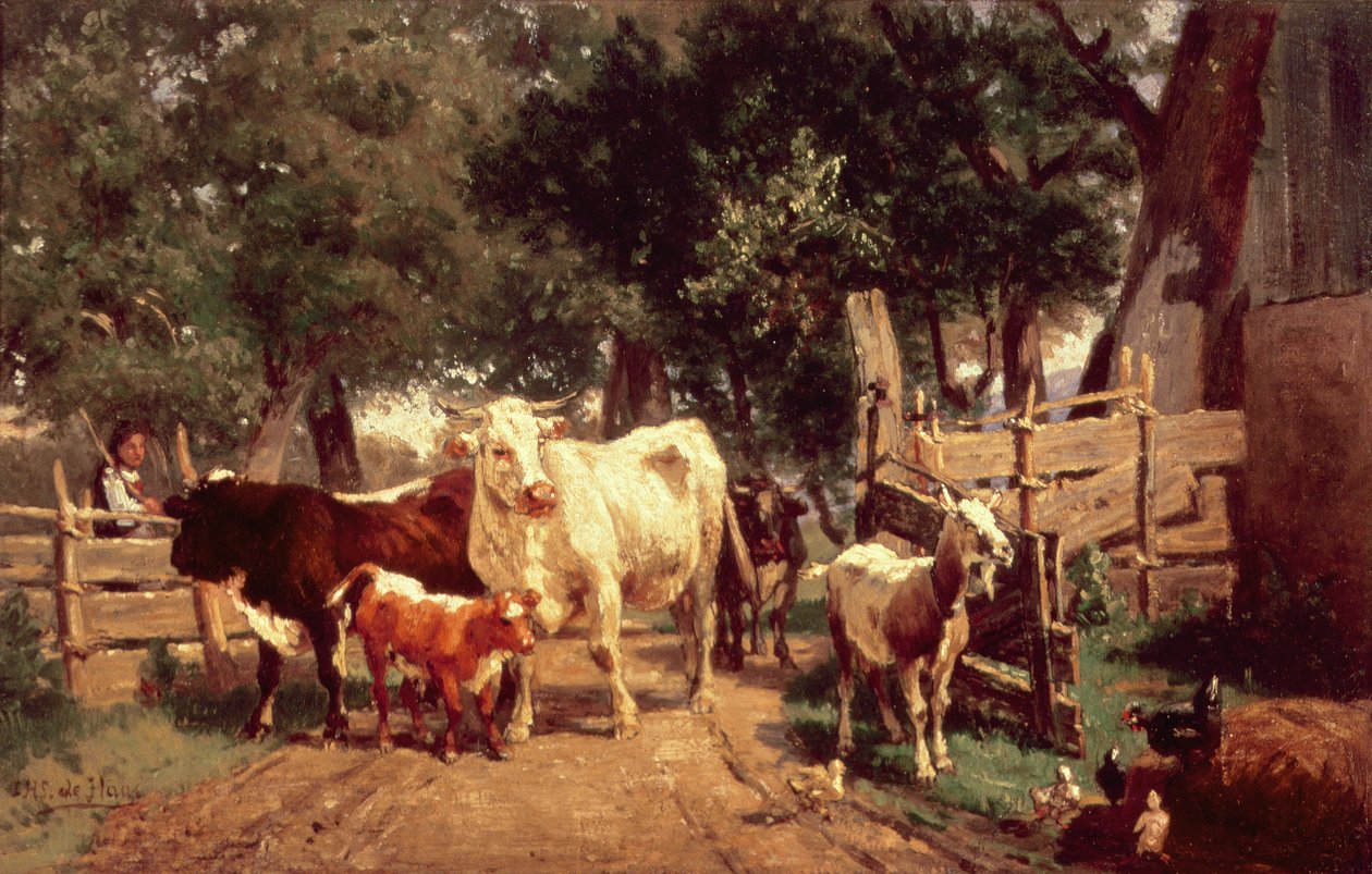 Eine Bauernhofszene von Eduard Weichberger
