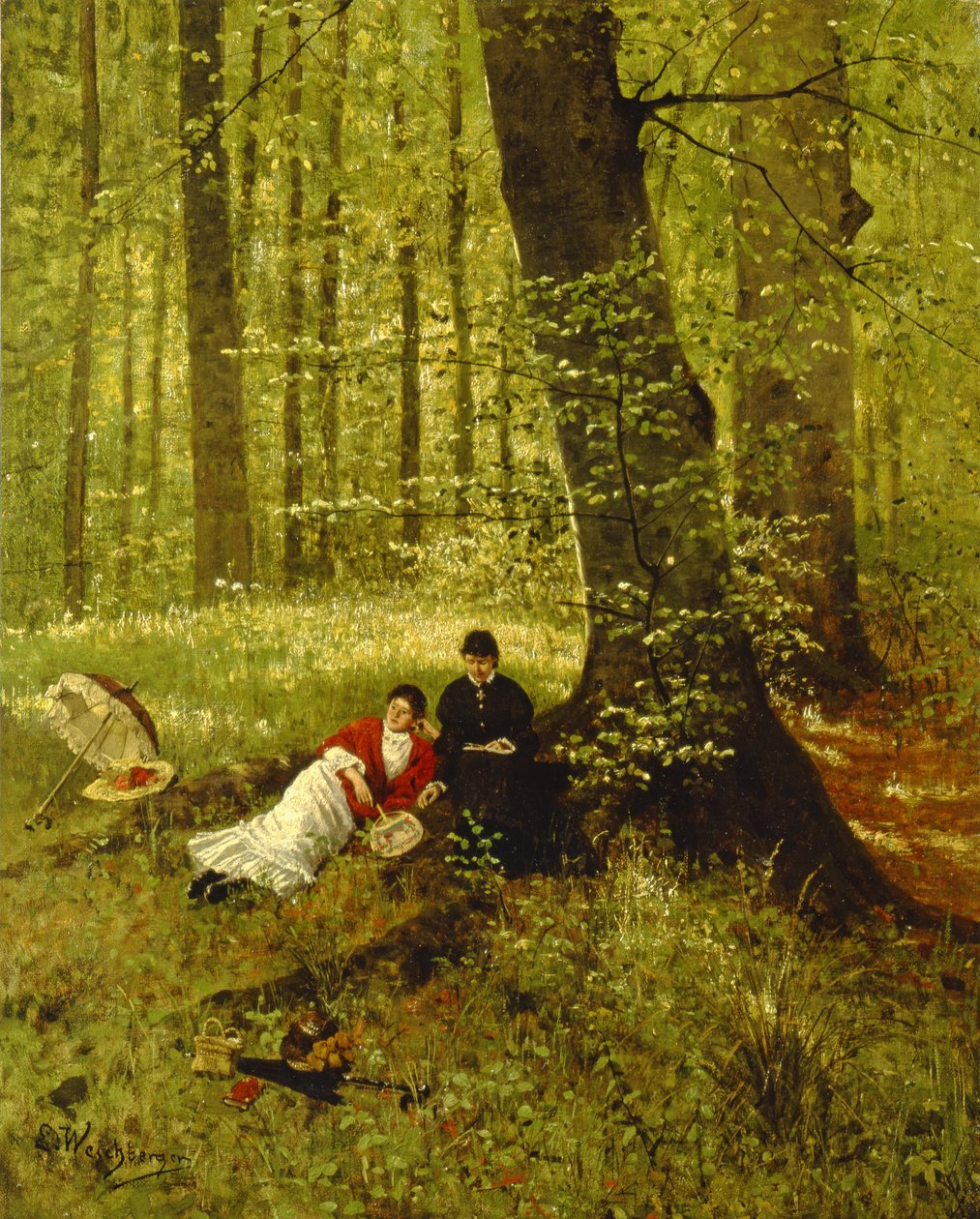 Lesen im Wald von Eduard Weichberger