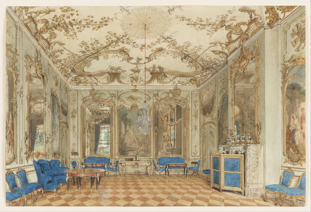 Konzertsaal des Schlosses Sanssouci, Potsdam, Deutschland von Eduard Gaertner