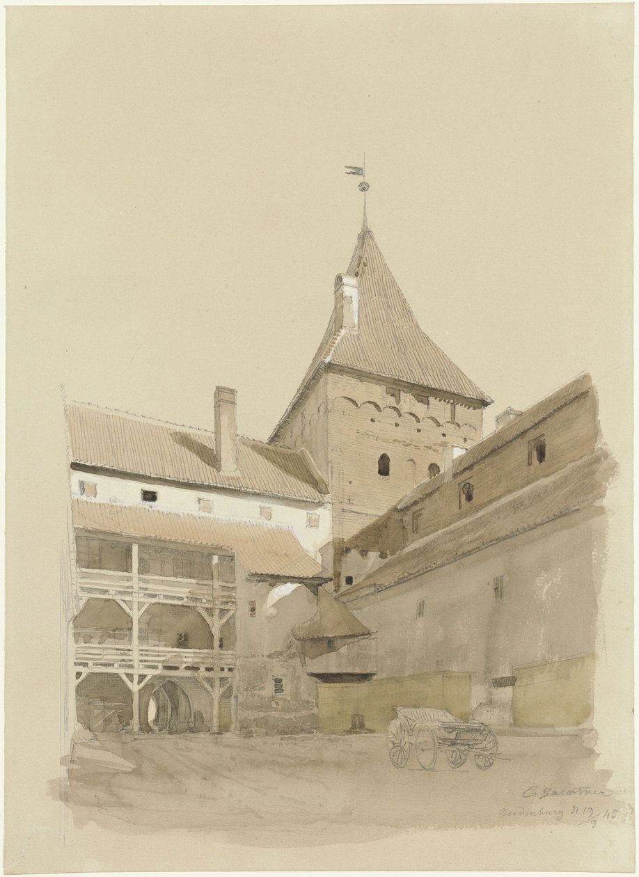 Der Hof des Schlosses Neidenburg von Eduard Gaertner