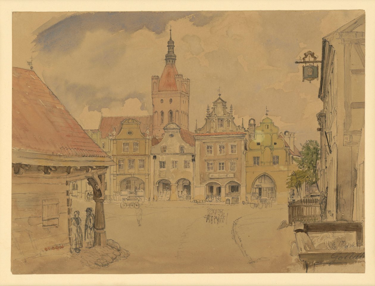 Marktplatz in Gollub von Eduard Gaertner