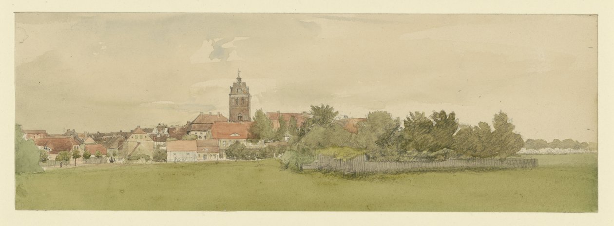 Norddeutsche Ortschaft mit Kirche von Eduard Gaertner