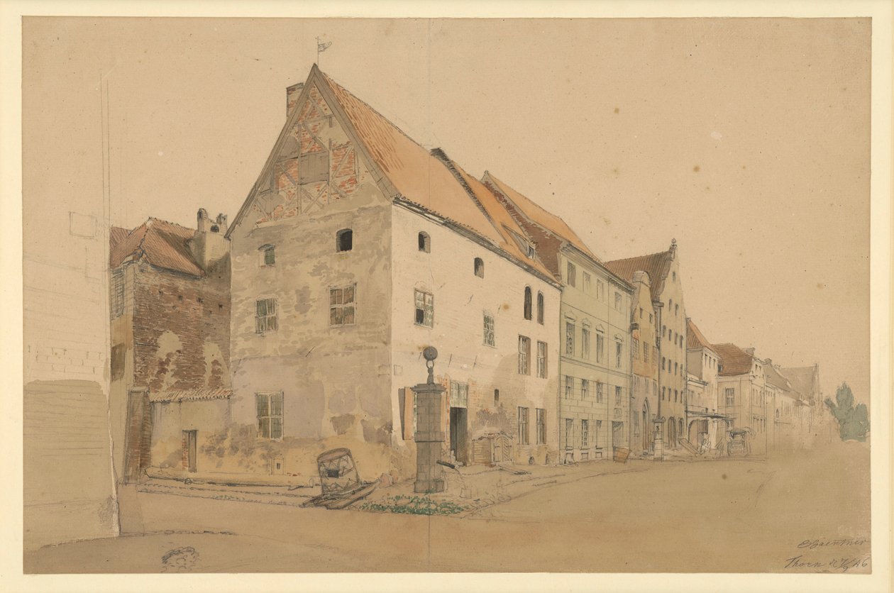 Straße in Thorn mit dem Geburtshaus von Nikolaus Kopernikus von Eduard Gaertner