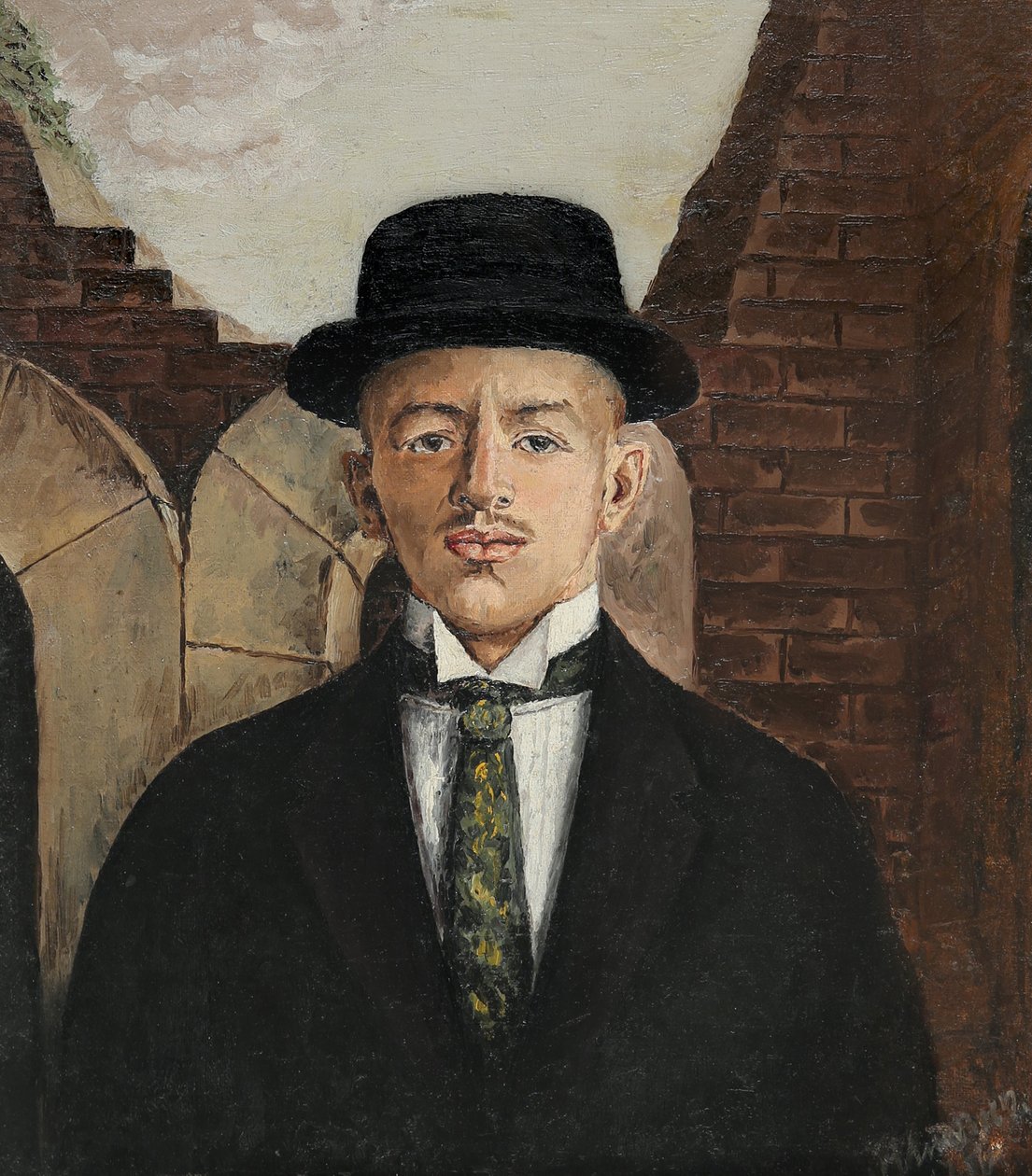 Porträt des Dichters Vasili Kamensky 1884-1961 mit Zylinder, 1917 von Eduard Gustavovich Shiman