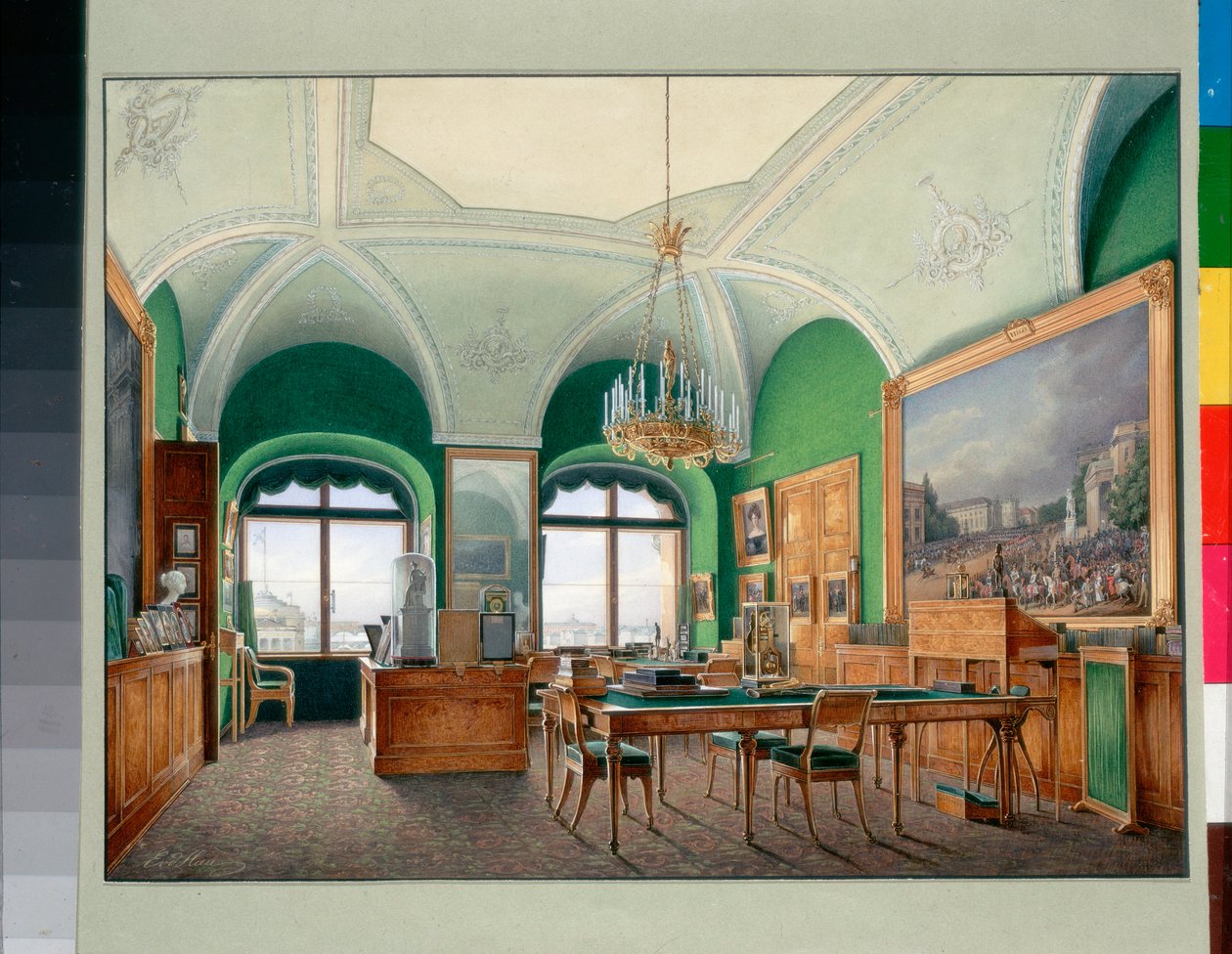 Interieurs des Winterpalastes: Das große Arbeitszimmer von Kaiser Nikolaus I. von Eduard Hau