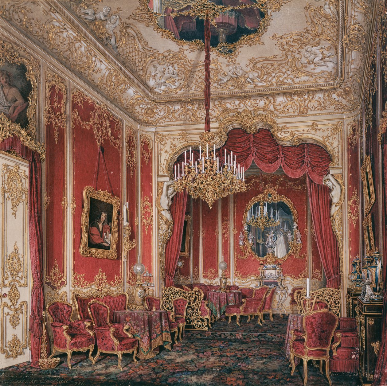 Innenräume des Winterpalastes. Das Boudoir der Kaiserin Maria Alexandrowna, 1861 von Eduard Hau