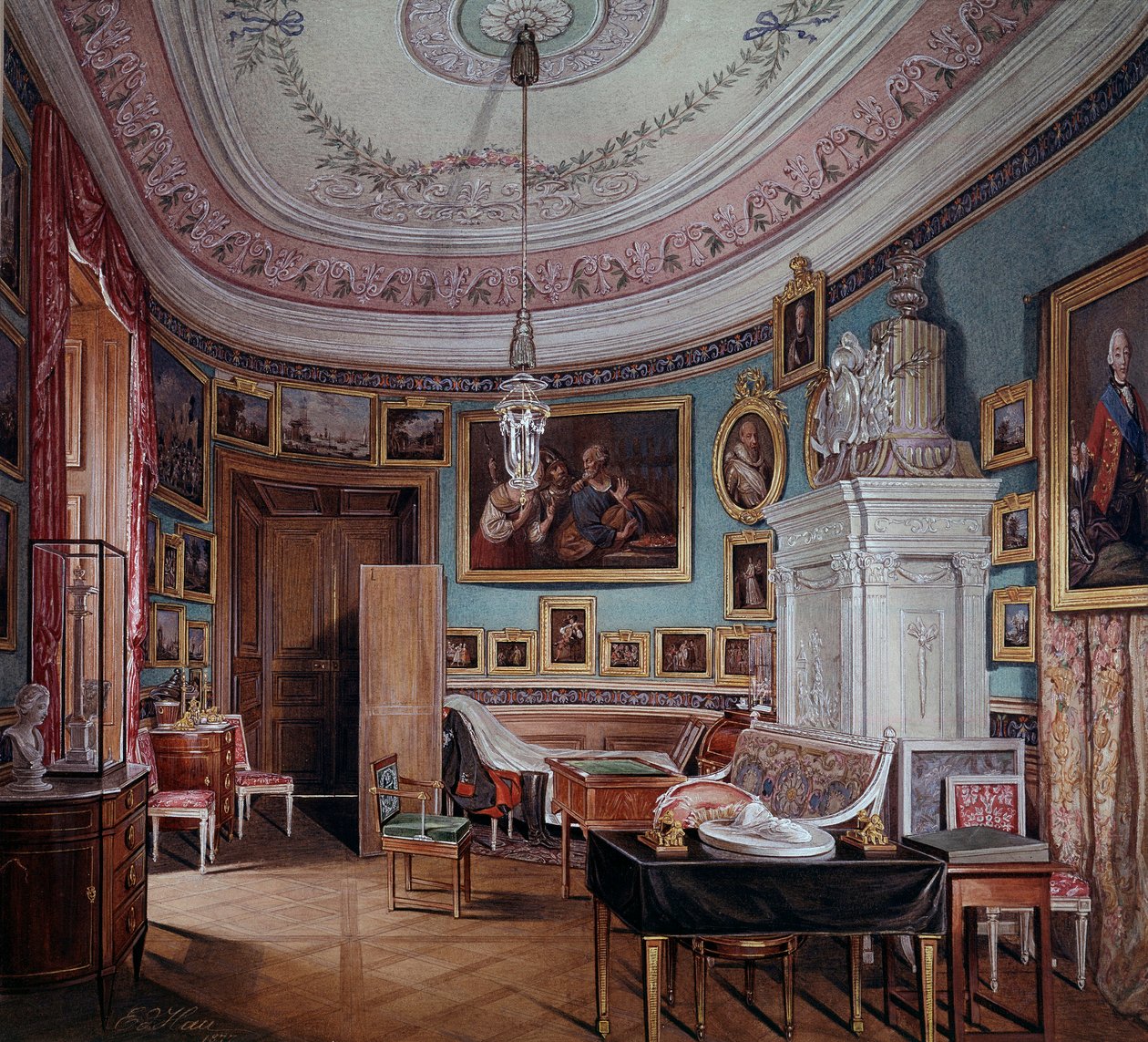 Ansicht des Zimmers von Paul I. in Gatchina von Eduard Hau