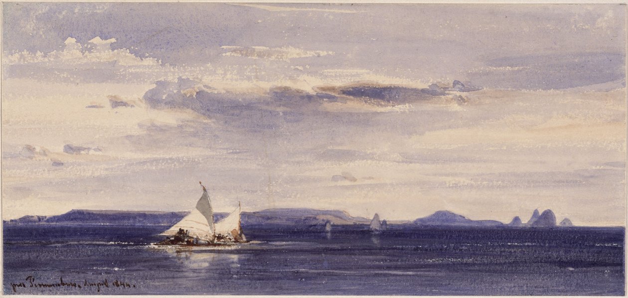 Blick vom Meer auf die Küste bei Pernambuco (Recife) von Eduard Hildebrandt