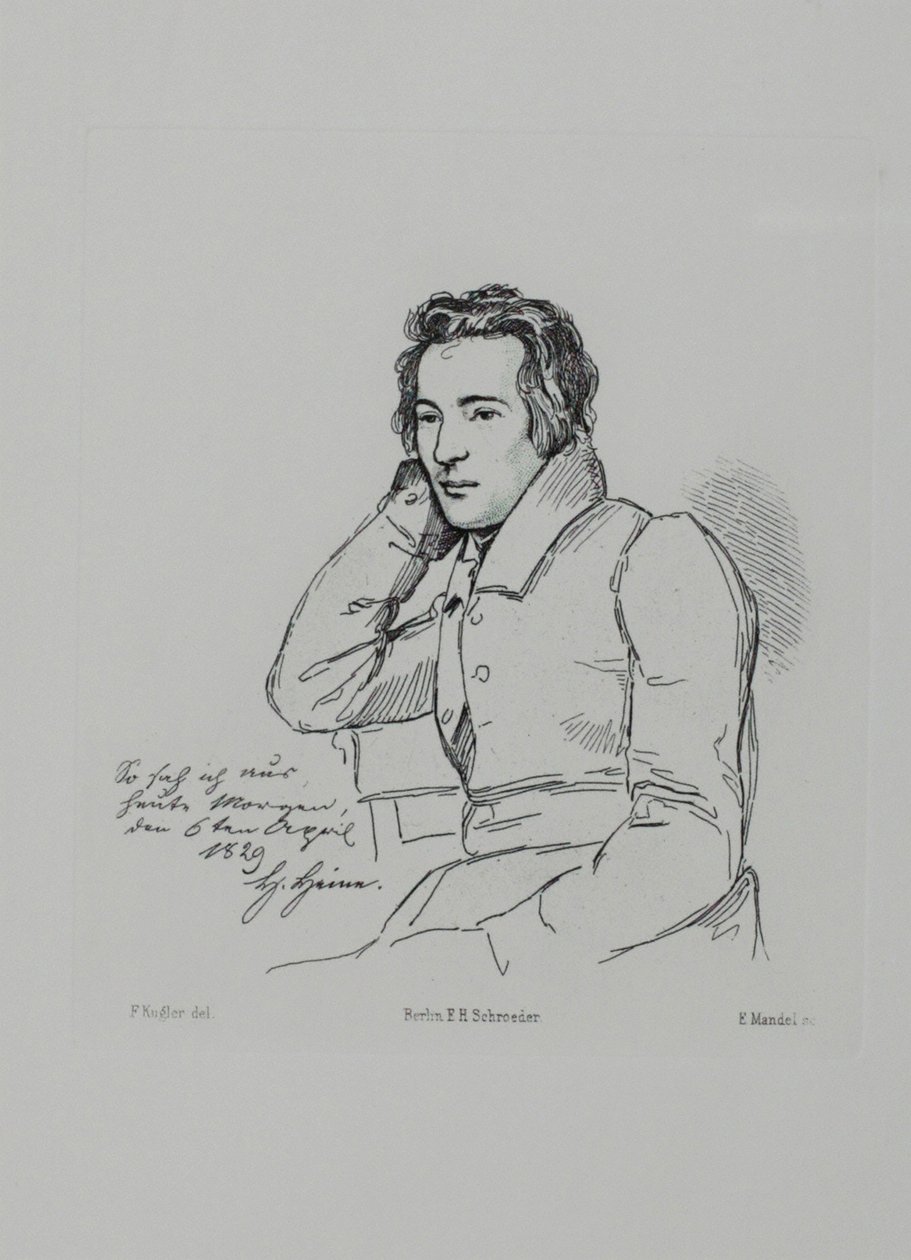 Porträt des Dichters Heinrich Heine 1797-1856 nach Franz Kugler von 1829, 1854 von Eduard Mandel