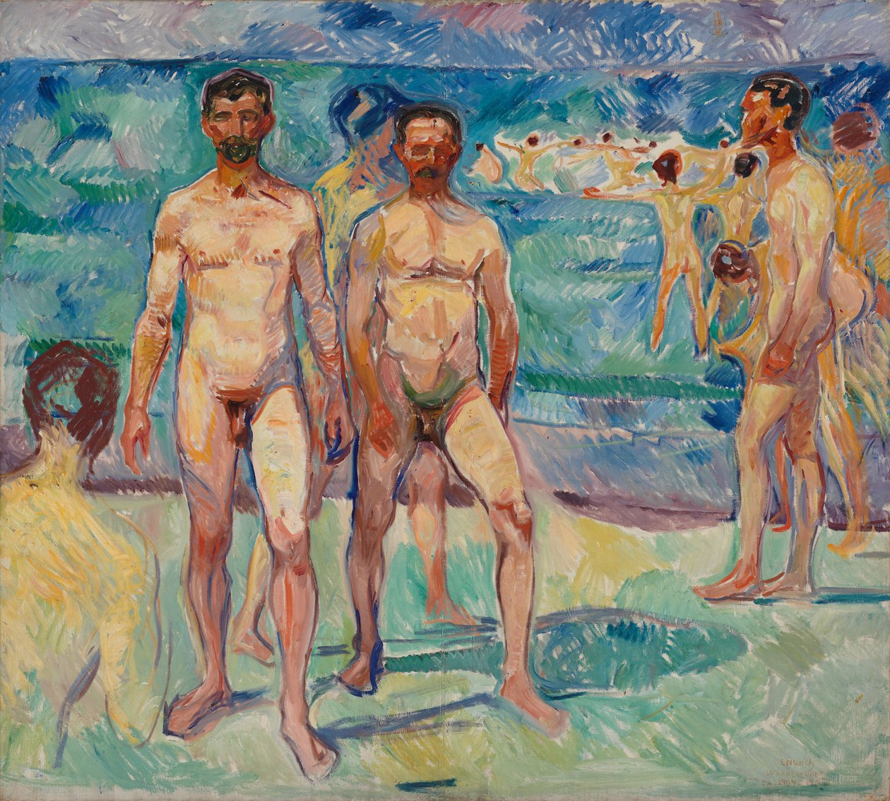Badende Männer; mittleres Alter von Edvard Munch