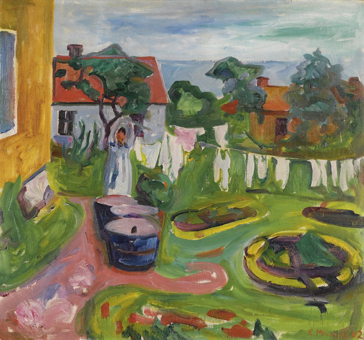 Kleider auf einer Leine in Asgardstrand von Edvard Munch