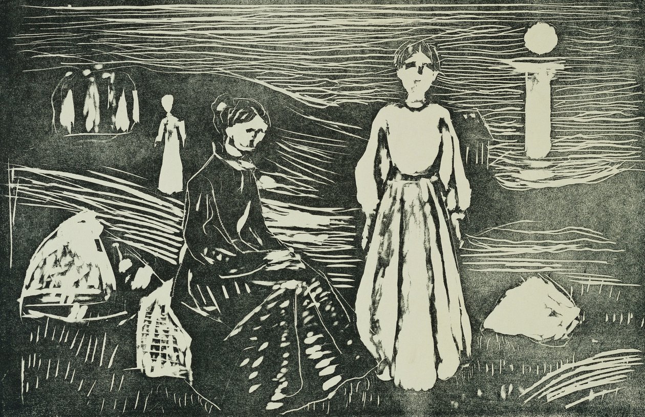 Frauen am Meeresstrand in der Sommernacht von Edvard Munch