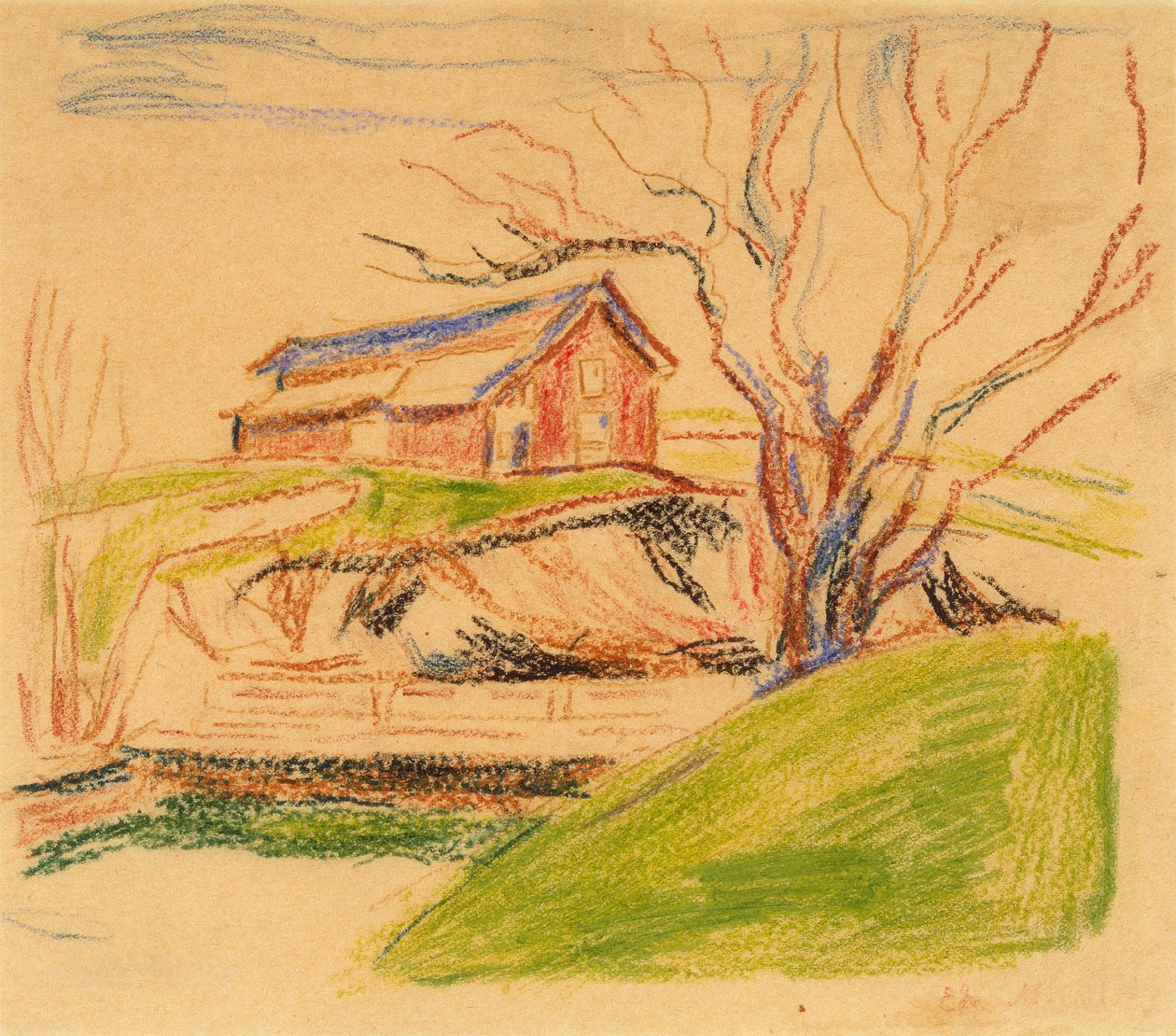 Haus auf dem Hügel von Edvard Munch