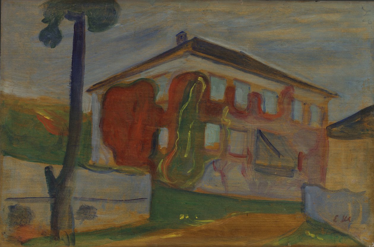 Haus mit rotem Virginia-Efeu, um 1900 von Edvard Munch