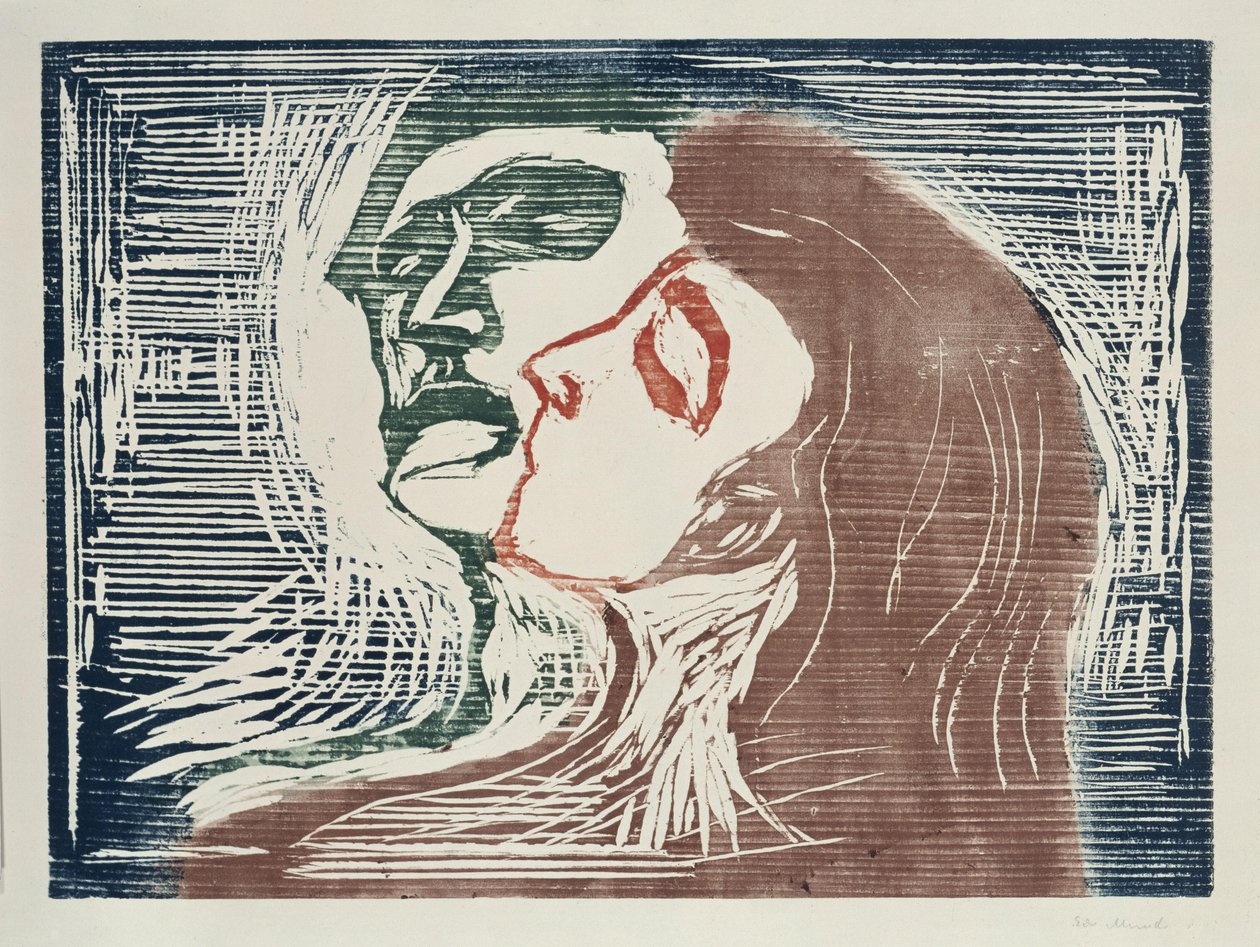 Kopf bei Kopf (Mann und Weib sich küssend) von Edvard Munch
