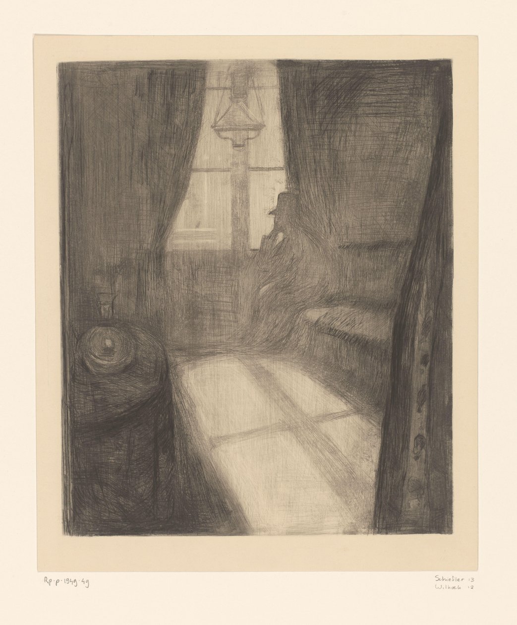 Mann in einem Interieur sitzend am Fenster von Edvard Munch