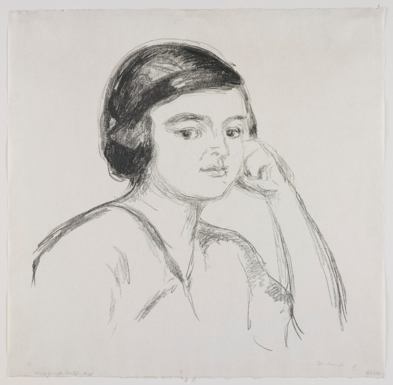 Junge Frau mit Hand an der Wange von Edvard Munch