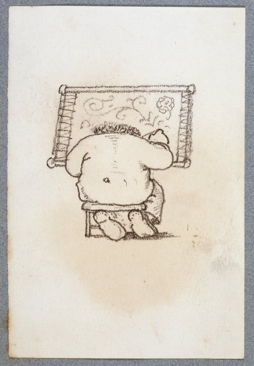 William Morris (1834-96) arbeitet an einem Wandteppich, von hinten gesehen, aus einem Album von Zeichnungen von Edward Burne Jones
