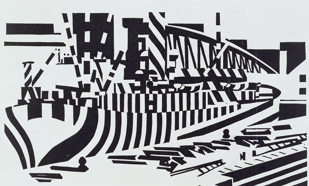 Geblendetes Schiff im Trockendock von Edward Alexander Wadsworth