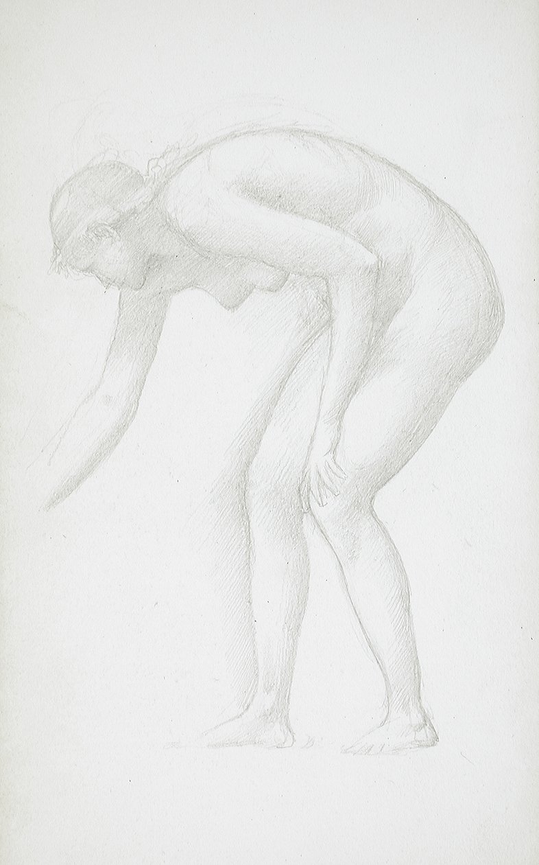 Sich bückender weiblicher Akt von Edward Burne-Jones
