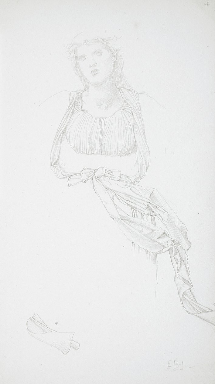 Studie eines weiblichen Torsos und Draperie von Edward Burne-Jones