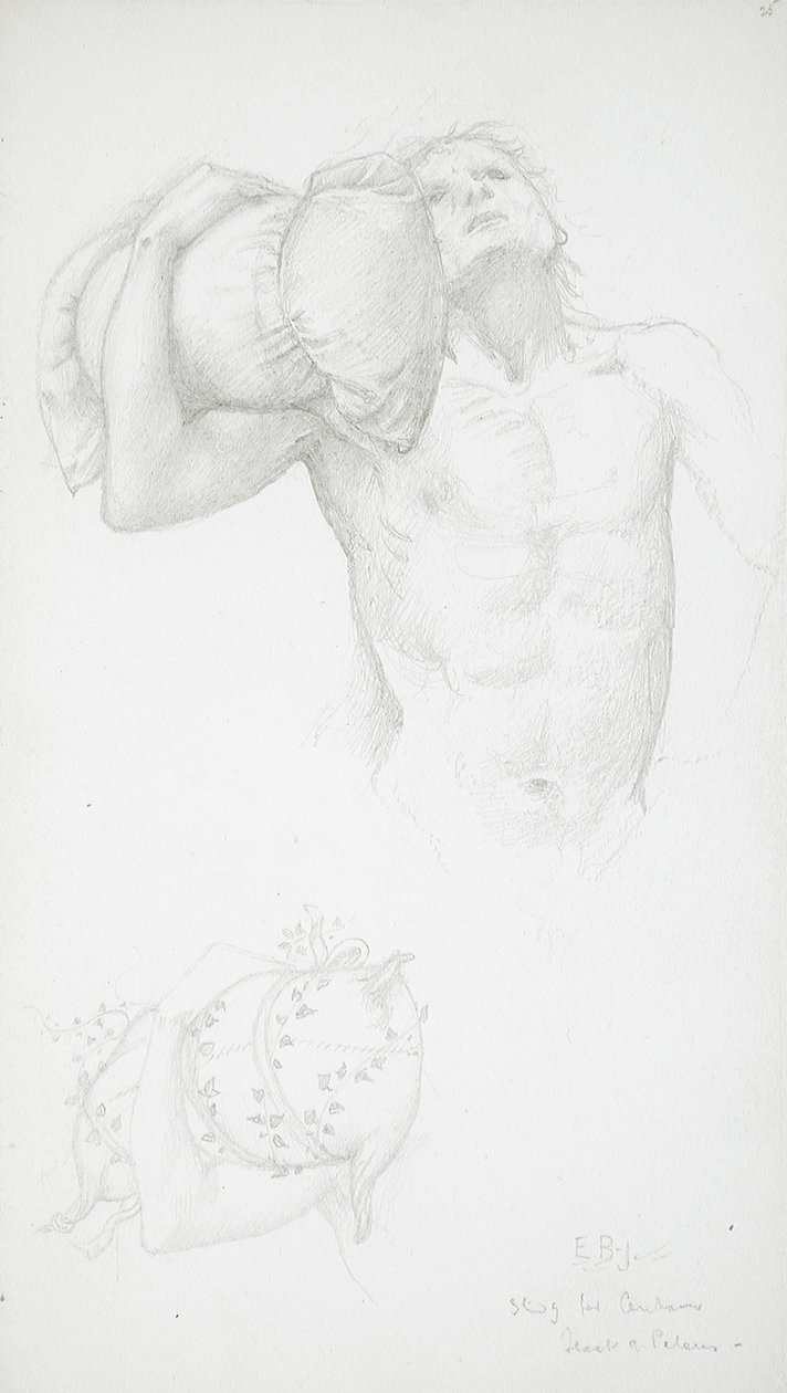 Männlicher Akt mit Kissen von Edward Burne-Jones