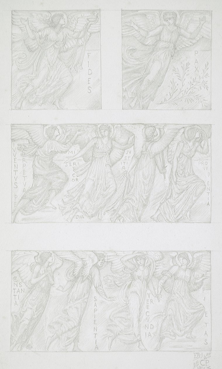 Blattstudien allegorischer Figuren von Edward Burne-Jones