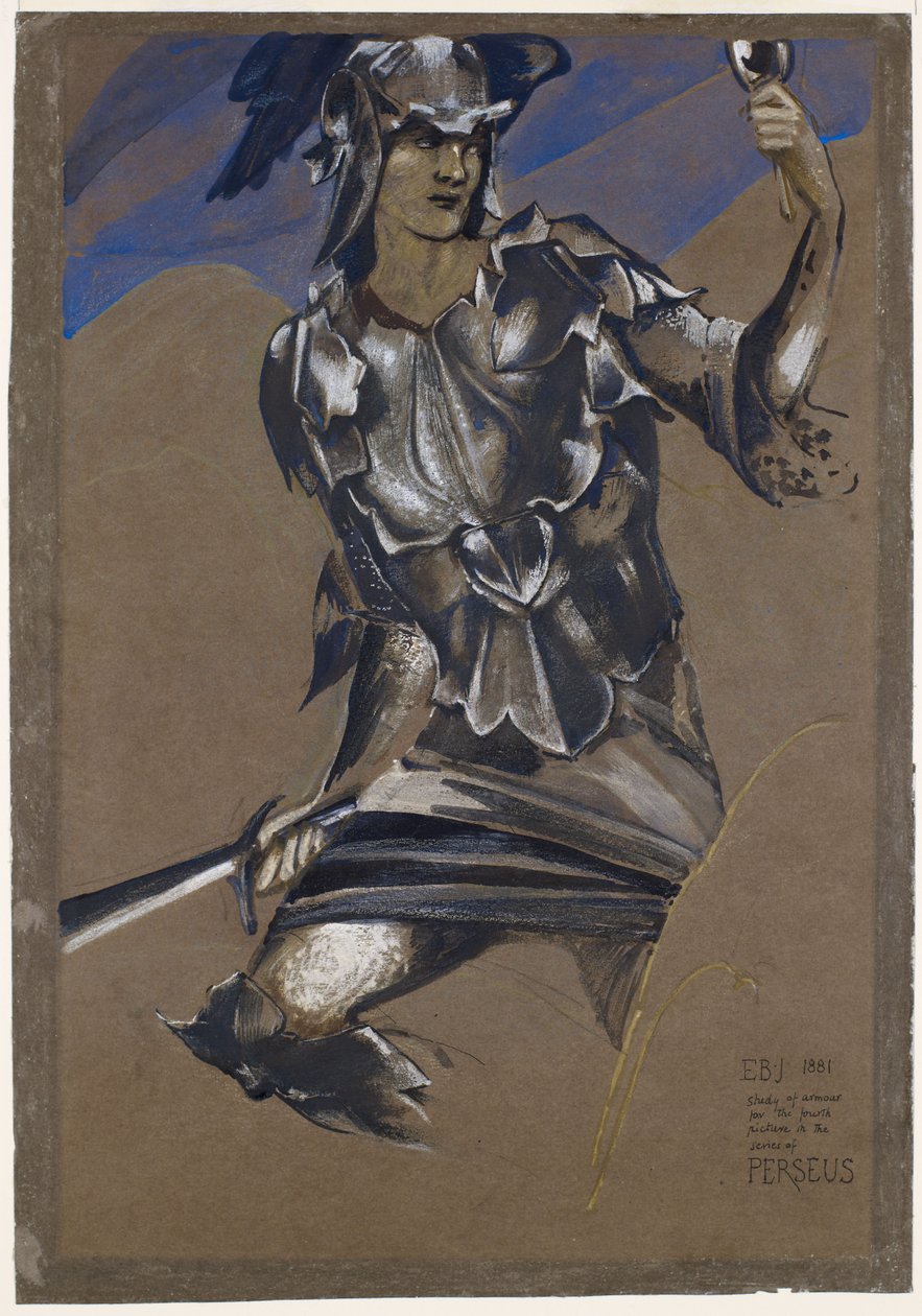 Die Perseus-Serie - Studie von Perseus in Rüstung für Das Finden der Medusa von Edward Burne-Jones