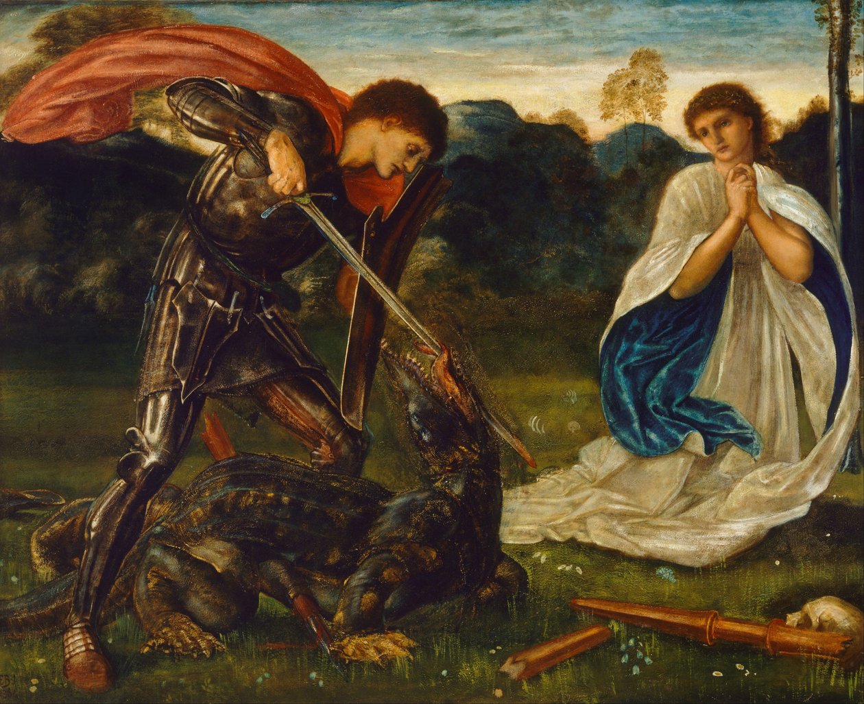 Der Kampf: St. Georg tötet den Drachen VI von Edward Burne-Jones