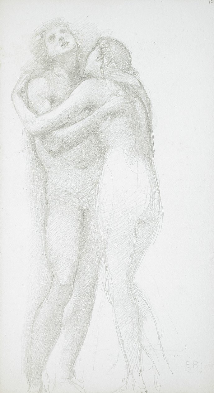 Zwei umarmende Nackte von Edward Burne-Jones